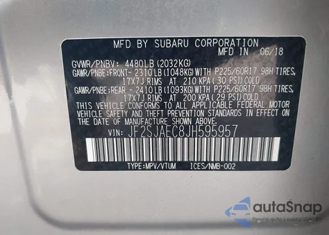 2018 Subaru Forester 2.5I Premium from USA, damaged, VIN JF2SJAEC8JH595957